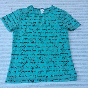 Olaf Benz T-Shirt Unisex Casual Printed Top Medium Blue Short Sleeve Stretch
